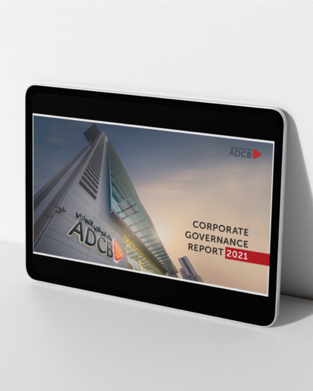 A tablet displaying the Corporate Governance Report.