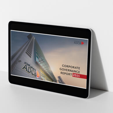 A tablet displaying the Corporate Governance Report.